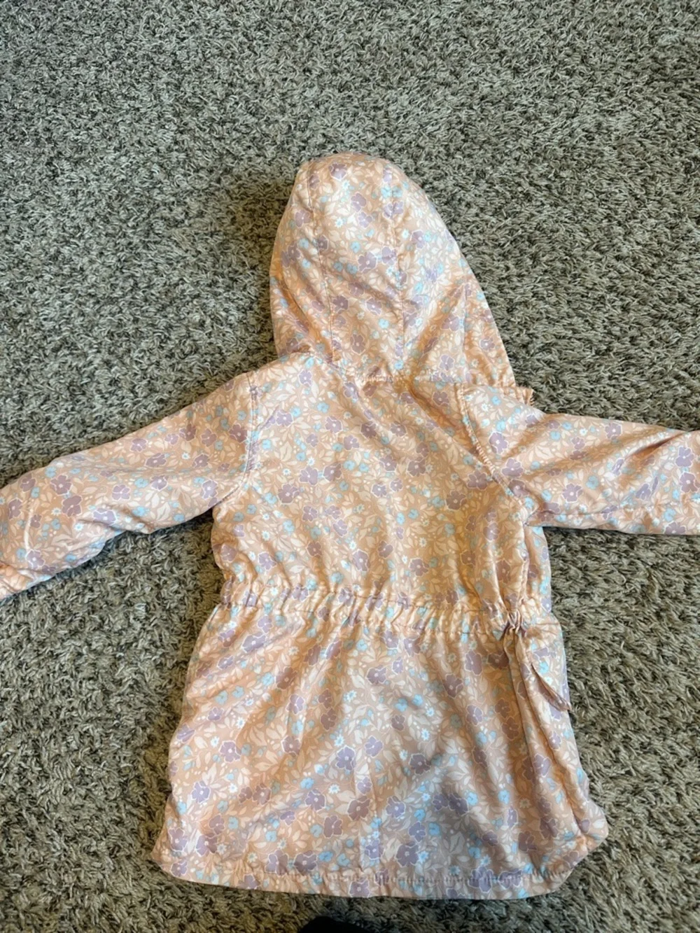 Tahari Peach Floral Hooded girls Raincoat